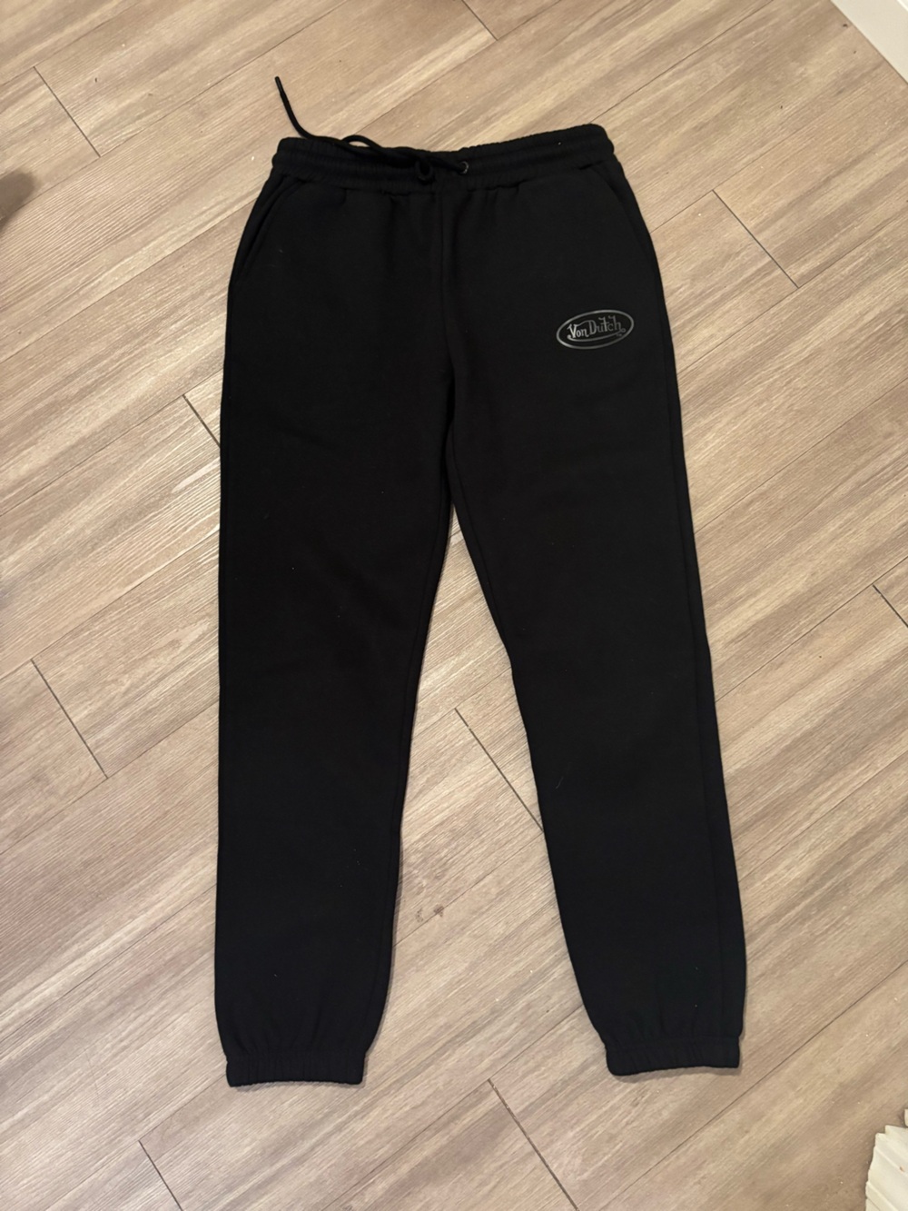 Von Dutch Matte Black Logo Sweatpants, Men’s Small NWOT